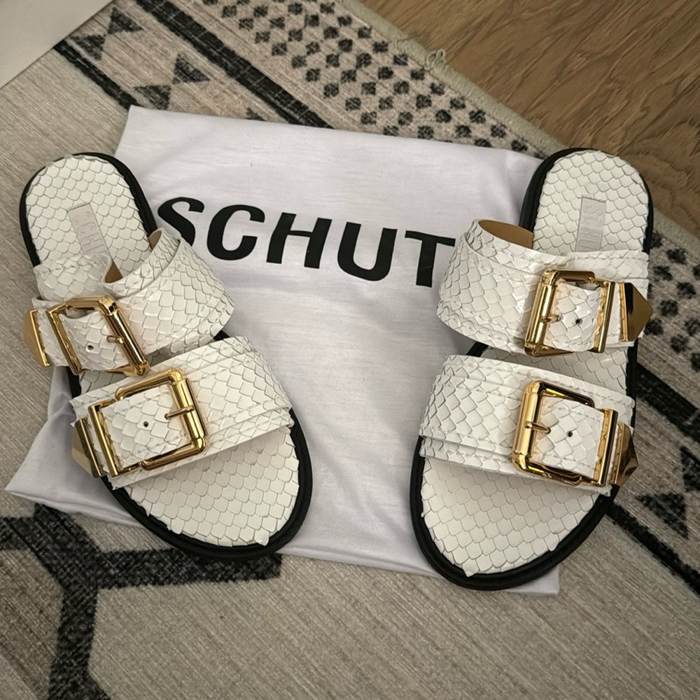 Snake-Pattern Slide Sandals - Picture 2 of 11